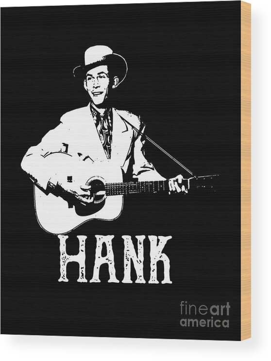 Hank Williams Wood Print featuring the digital art Hank - White Stencil by Notorious Artist