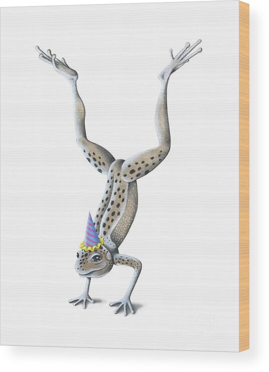Toad Wood Print featuring the digital art Have a Toad-ally Awesome Birthday by Valerie White
