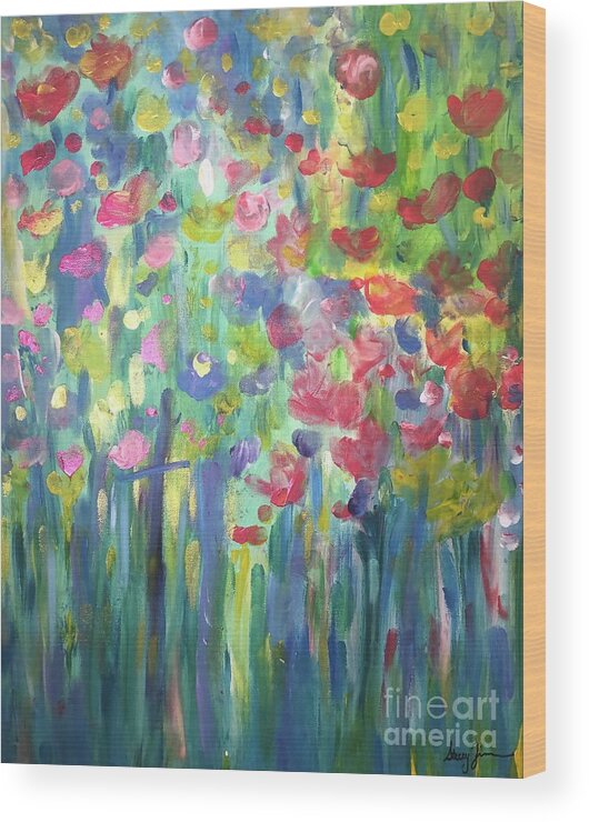 Rain Wood Print featuring the painting Heavenly Rain by Stacey Zimmerman
