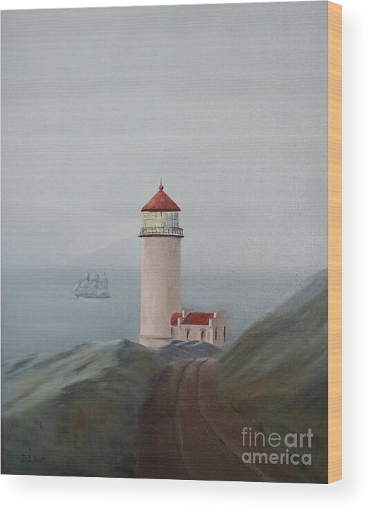 Lighthouse Wood Print featuring the painting Heceta Head Lighthouse Oregon by Doug Gist