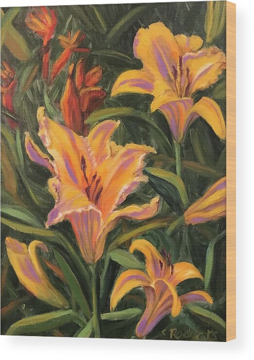 Flowers Wood Print featuring the painting Hello Spring by Sherrell Rodgers