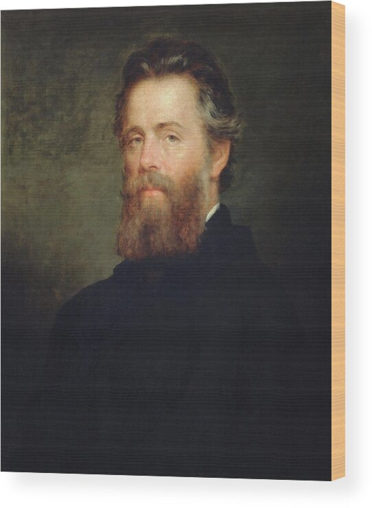 Herman Melville Wood Print featuring the painting Herman Melville Portrait - Joseph Oriel Eaton 1870 by War Is Hell Store