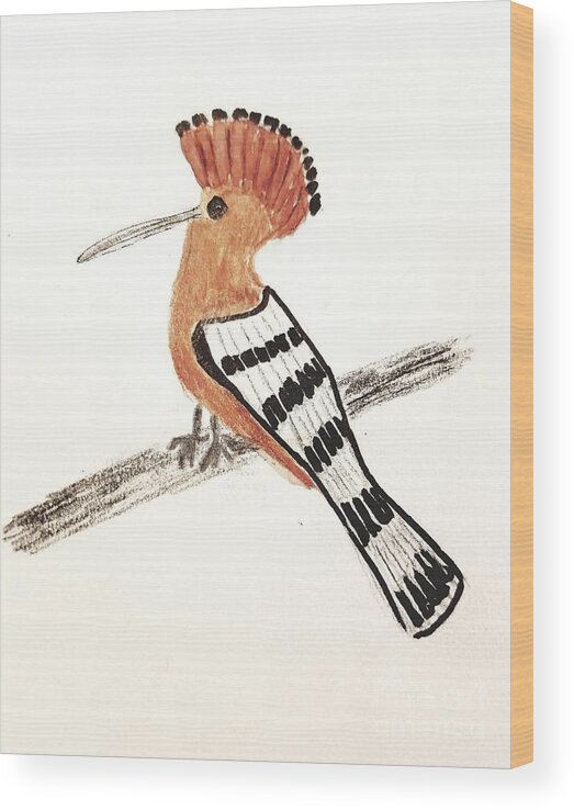  Wood Print featuring the painting Hoopoe Bird by Margaret Welsh Willowsilk