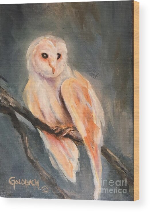 Owl Wood Print featuring the painting Hoos Watching by Kathy Lynn Goldbach