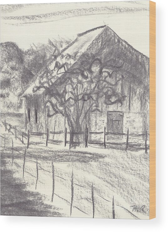 Maryland Wood Print featuring the drawing Stable on Whitehall Road by Maryland Outdoor Life