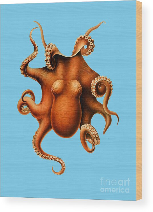 Octopus Wood Print featuring the digital art Huge Octopus by Madame Memento