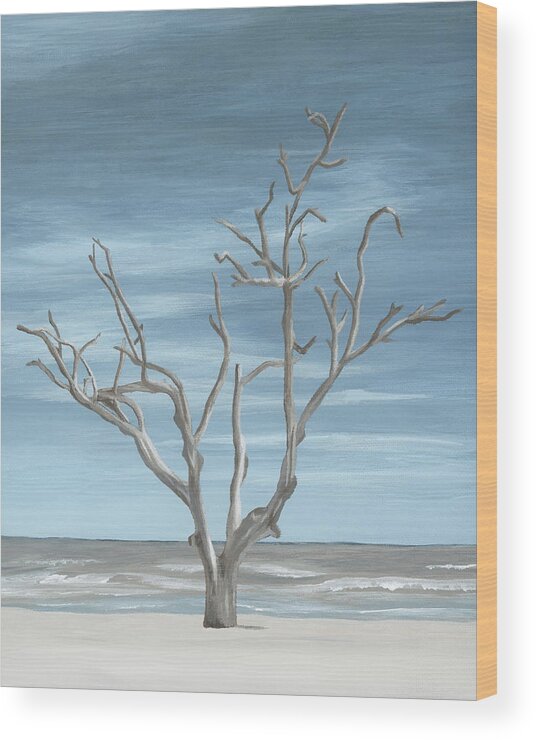 Baby Blue Wood Print featuring the painting Hunting Island by Rachel Elise