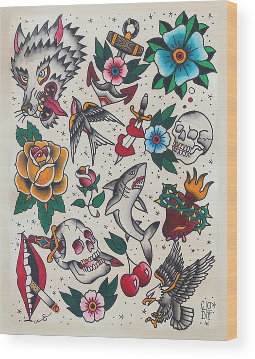 American Traditional Tattoo Flash Sheet Print  Erica Tattoos