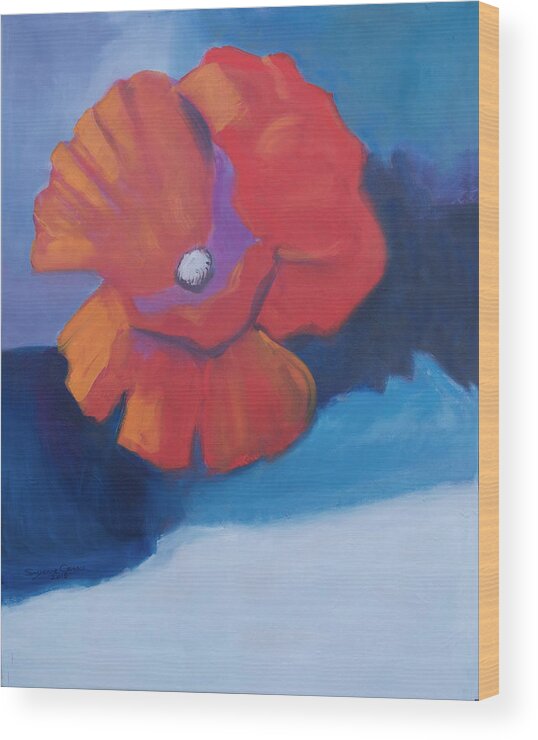 Poppy Wood Print featuring the painting I'm All Smiles by Suzanne Giuriati Cerny