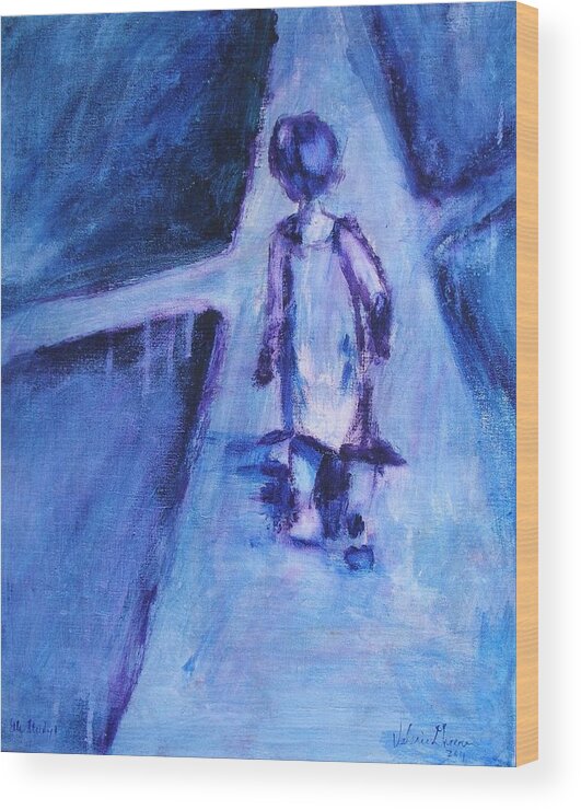 Figurative Abstract Wood Print featuring the painting Imagine Having Nothing To Hide by Valerie Greene