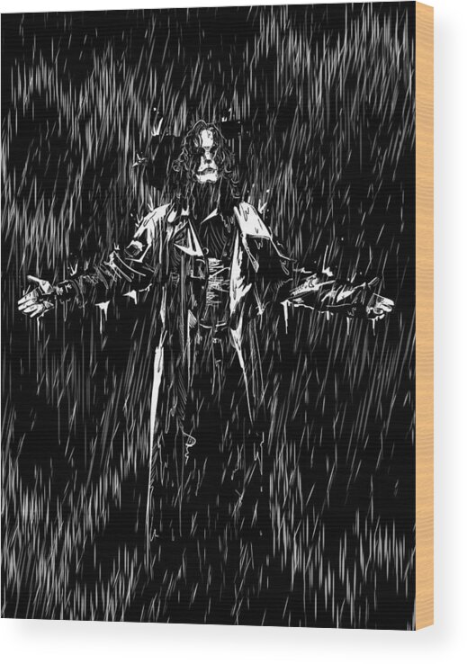 Crow Wood Print featuring the drawing It Cant Rain All The Time by Ludwig Van Bacon