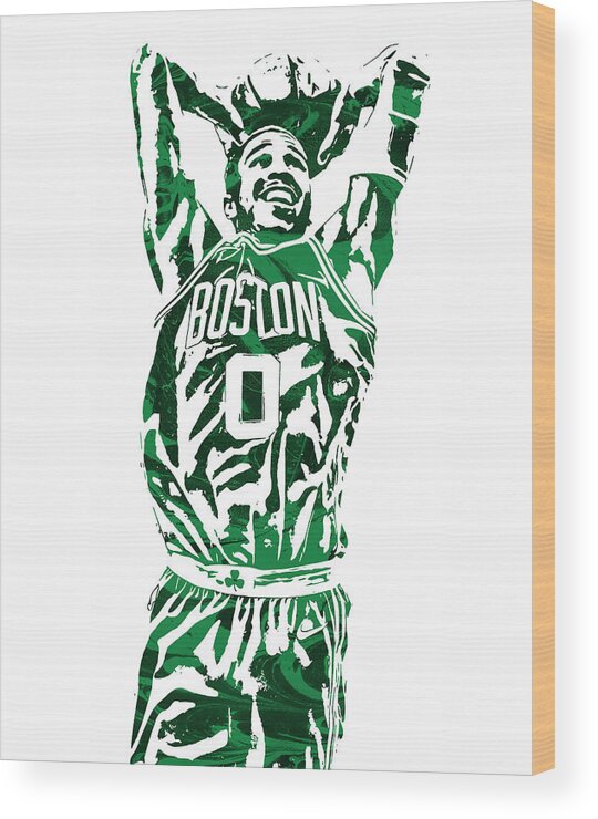 Jayson Tatum Boston Celtics Pixel Art 12 Wood Print by Joe Hamilton - Pixels