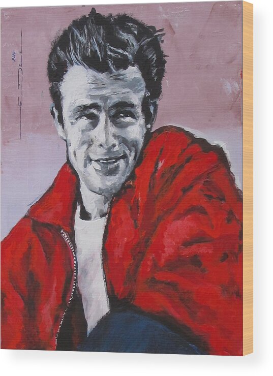 James Dean Wood Print featuring the pastel J.Dean - Without a Cause by Eric Dee