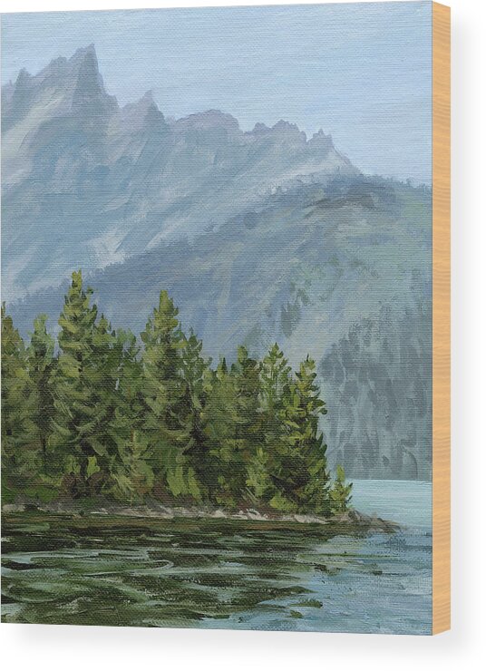 Jenny Lake Wood Print featuring the painting Jenny Lake Plein Air Study 1 by Steph Moraca