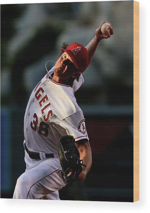 American League Baseball Wood Print featuring the photograph Jered Weaver by Stephen Dunn