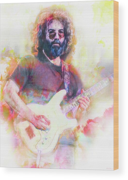 Jerry Garcia Wood Print featuring the mixed media Jerry Garcia The Grateful Dead by Mal Bray