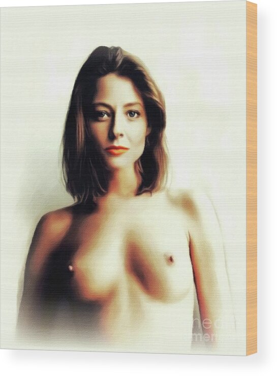 Jodie Wood Print featuring the painting Jodie Foster, Actress by Esoterica Art Agency