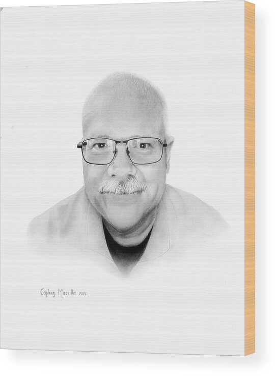 Portrait Wood Print featuring the drawing Joe, by Conrad Mieschke