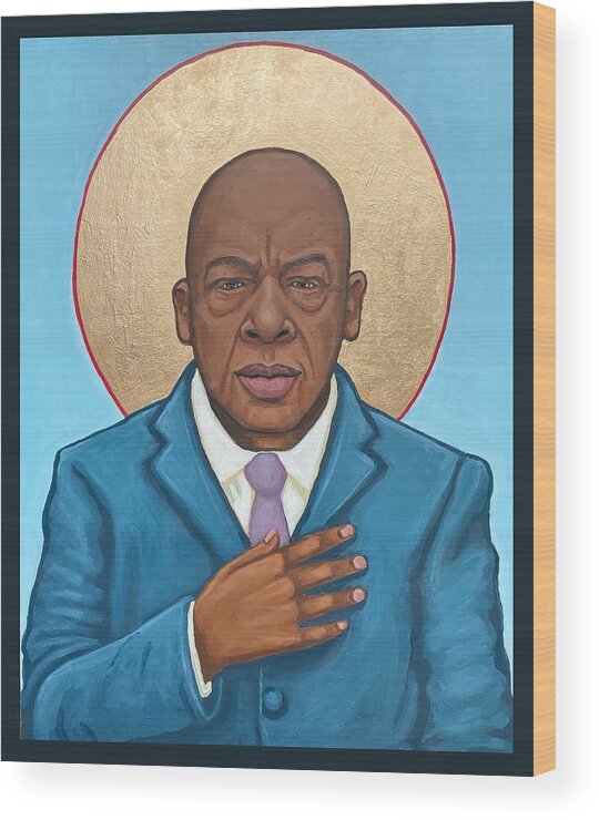  Wood Print featuring the painting John Lewis by Kelly Latimore