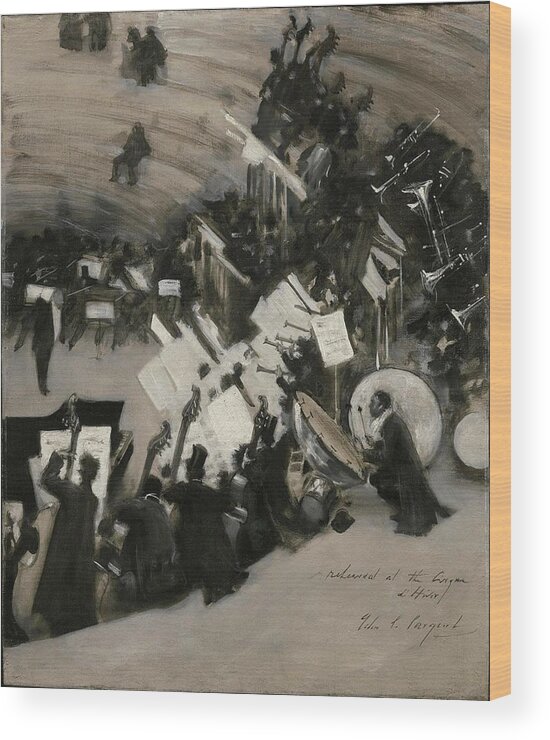  Wood Print featuring the painting John Singer Sargent - Rehearsal of the Pasdeloup Orchestra at the Cirque d'Hiver by Les Classics