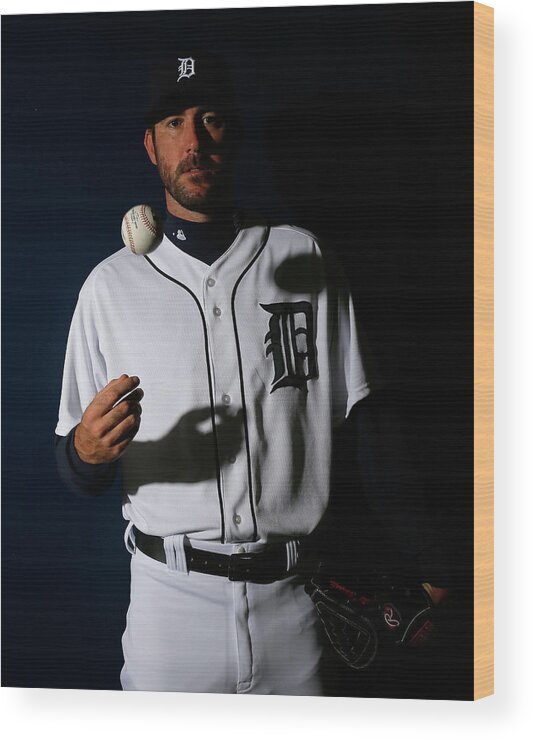 Media Day Wood Print featuring the photograph Justin Verlander by Kevin C. Cox