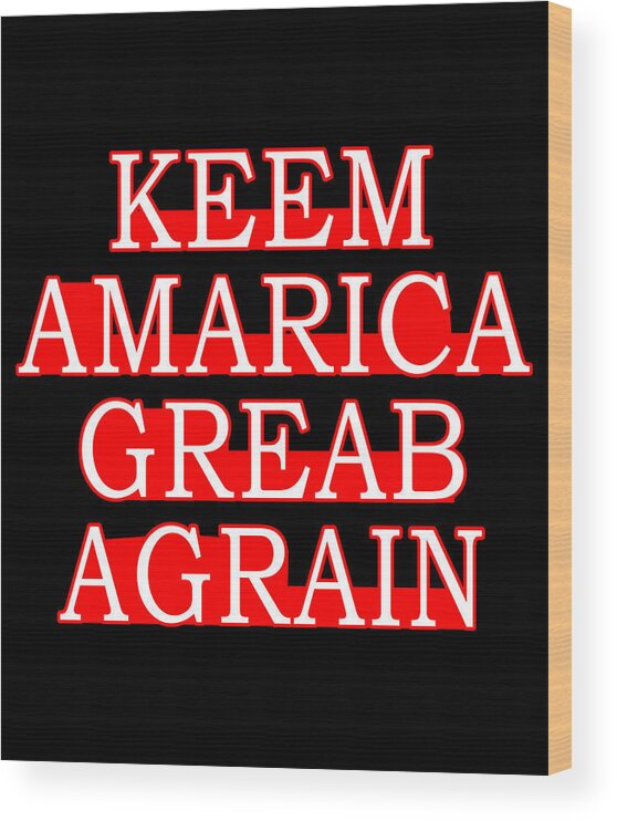 Democrat Wood Print featuring the digital art Keem Amarica Greab Agrain Misspelled Anti Trump by Flippin Sweet Gear