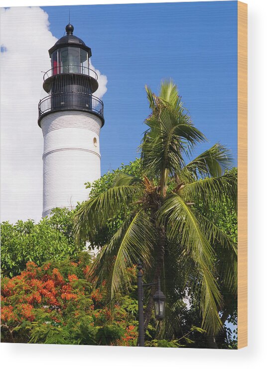Key West Lighthouse Photo Wood Print featuring the photograph Key West Lighthouse FL Vl by Bob Pardue