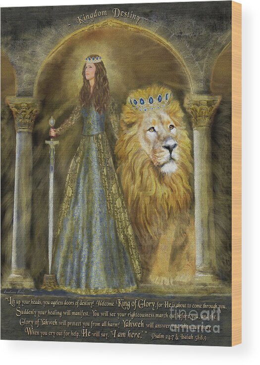 Lion Wood Print featuring the digital art Kingdom Destiny Ekklesia by Constance Woods