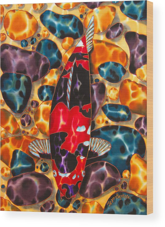 Koi Fish Wood Print featuring the painting Koi and pebbles by Daniel Jean-Baptiste