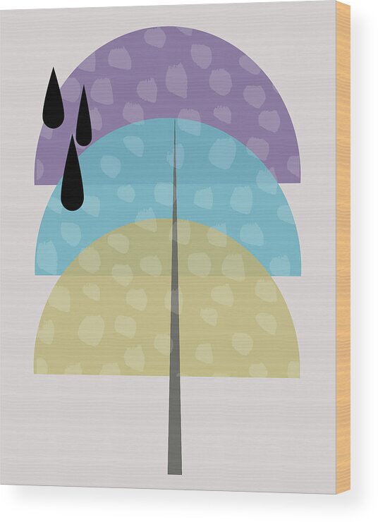 Abstract Wood Print featuring the digital art Let It Rain Modern Abstract Art by Ann Powell