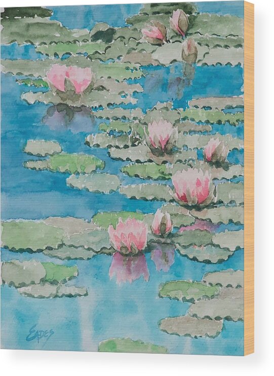 Watercolor Wood Print featuring the painting Lilies in the Spring by Linda Eades Blackburn
