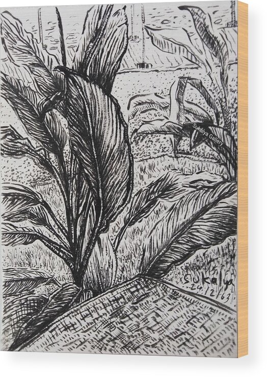 Garden Wood Print featuring the drawing Living in a garden by Sukalya Chearanantana