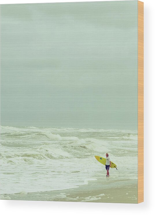 Surfer Wood Print featuring the photograph Lone Surfer by Laura Fasulo
