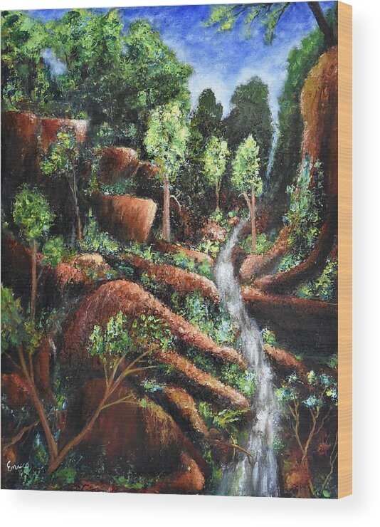 Creek Wood Print featuring the painting Lost Creek Canyon by Art Enrico