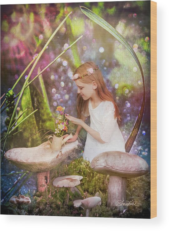 Magical Wood Print featuring the photograph Magical Mushroom Garden by Shara Abel