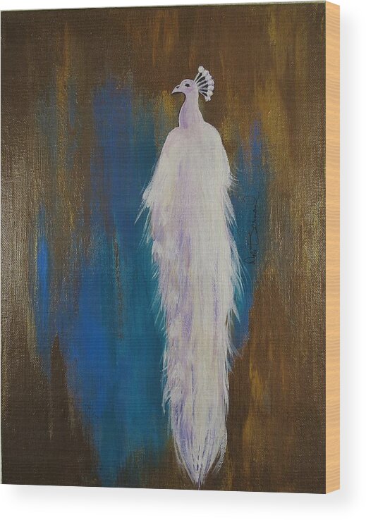 Peahen Wood Print featuring the painting Magnificence by Dale Bernard