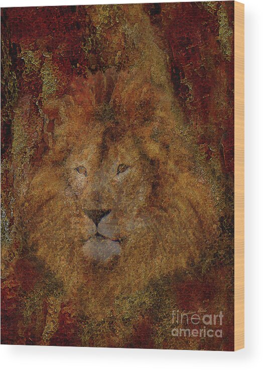 Lion Wood Print featuring the digital art Majestic Lion by Constance Woods