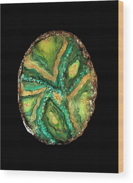Agate Wood Print featuring the painting Malachite by Rachelle Stracke