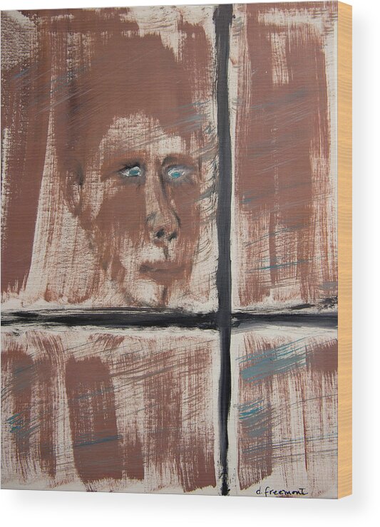  Wood Print featuring the painting Man Behind the Window by David McCready