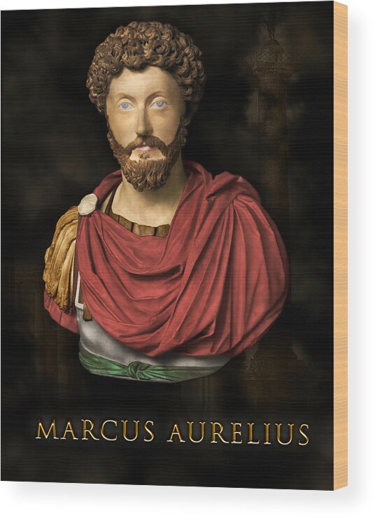 Rome Wood Print featuring the photograph Marcus Aurelius, Emperor of Rome by Franchi Torres