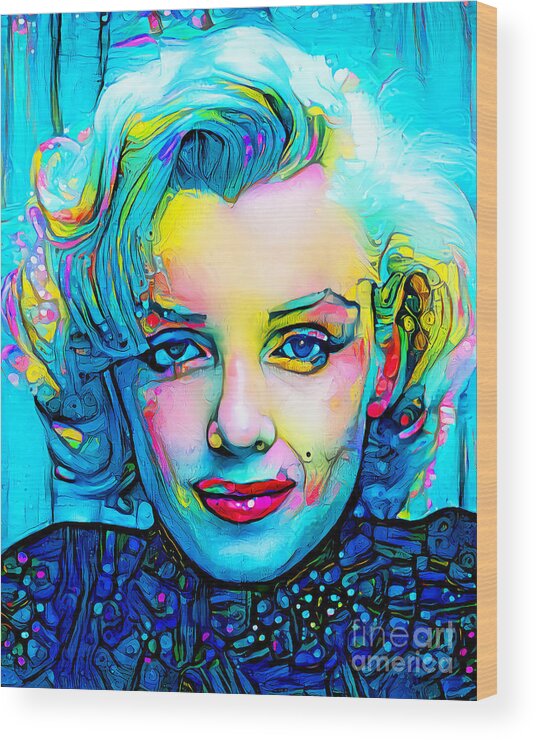 Wingsdomain Wood Print featuring the photograph Marilyn Monroe in Modern Contemporary 20210130 by Wingsdomain Art and Photography