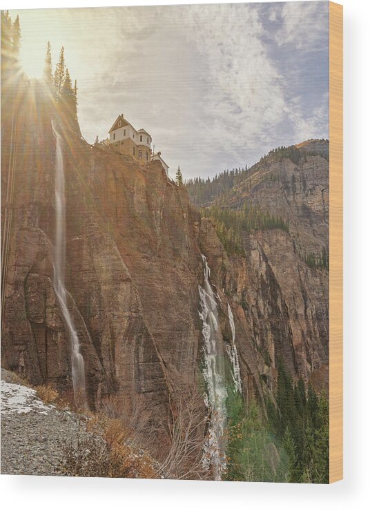 Telluride Wood Print featuring the photograph May 2023 Bridal Veil Falls by Alain Zarinelli