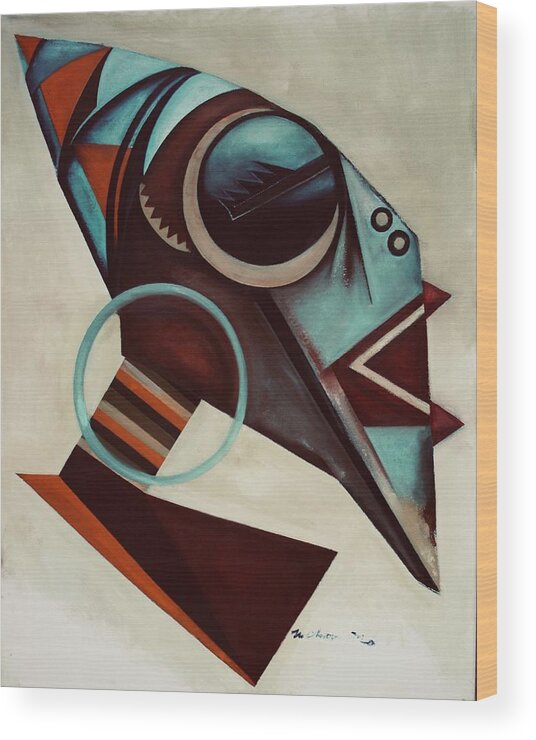 African Masks Wood Print featuring the painting Melodist L'Afrique by Martel Chapman