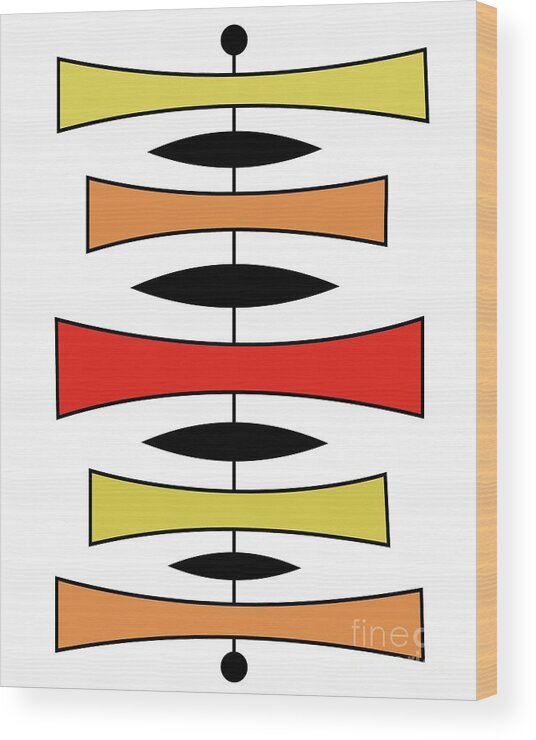 Mid Century Modern Wood Print featuring the digital art Mid Century Modern Trapezoids in Warm Colors by Donna Mibus