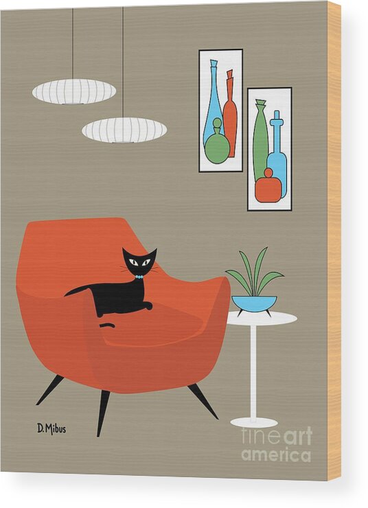 Mid Century Modern Wood Print featuring the digital art Mini Mid Century Decanters by Donna Mibus