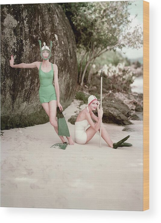 Sport Wood Print featuring the photograph Models in Rose Marie Reid Swimwear by Richard Rutledge