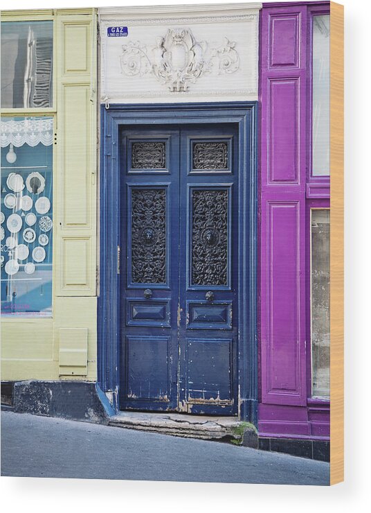 Paris Photography Wood Print featuring the photograph Montmartre Colors - Paris Doors by Melanie Alexandra Price