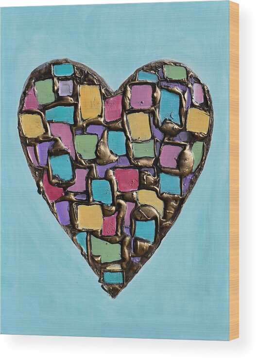 Heart Wood Print featuring the painting Mosaic Heart by Amanda Dagg