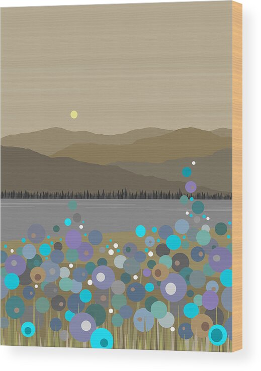 Mountain Meadow Morning Wood Print featuring the digital art Mountain Meadow Morning by Val Arie