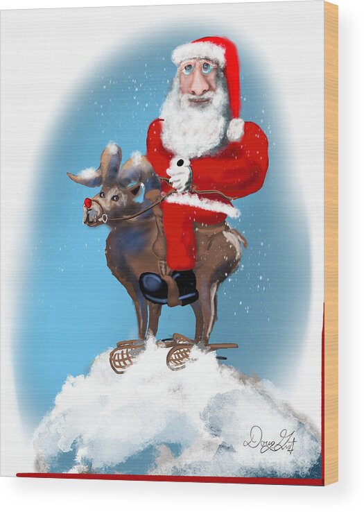 Santa Wood Print featuring the digital art Mountaintop Santa by Doug Gist